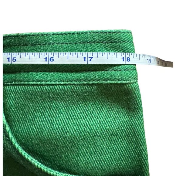 Megan Renee Womens Kelly Green Denim Casual Mini Skirt Size L Pockets Zip - Picture 5 of 9